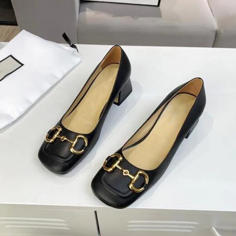 Sandal designer high heel women`s shoes fashion office single shoe leather one step metal decoration comfortable professional beautiful big size work