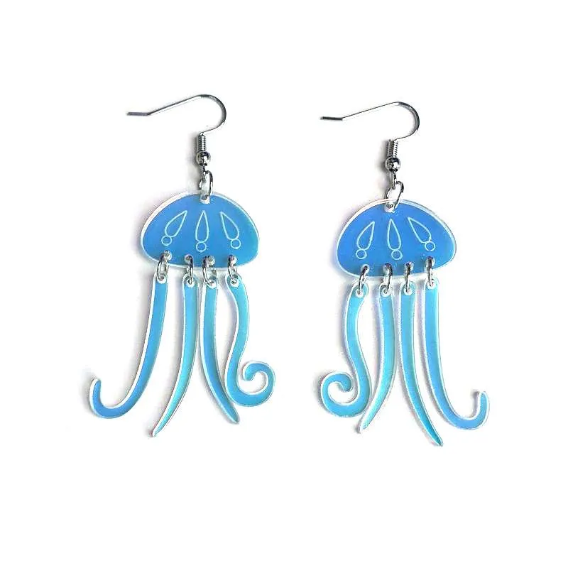 Dangle Lustre Esthétique Harajuku Méduse Boucles D'oreilles Pour Femmes Poulpe Vintage Gland Déclaration Y2K Bijoux Années 90 Changer de CouleurDangle