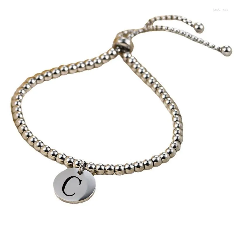 Pulseras con dijes iniciales Punk para mujer, pareja, hombre, Color plata, oro, amor, pulsera de acero inoxidable de lujo, regalos de San Valentín, amuleto Lars22