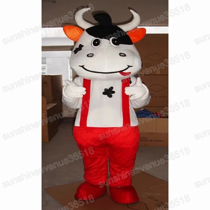 Halloween Milk Cow Mascot Costume Top Quality Cartoon Charitable Aktiviteter unisex vuxna storlek Jul födelsedagsfest kostymdräkt