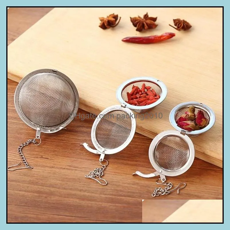S M L 304 Stainless Steel Mesh Tea Balls Infuser Strainers Filters Interval Diffuser For Tool Travel Drop Delivery 2021 Coffee Tools Drink