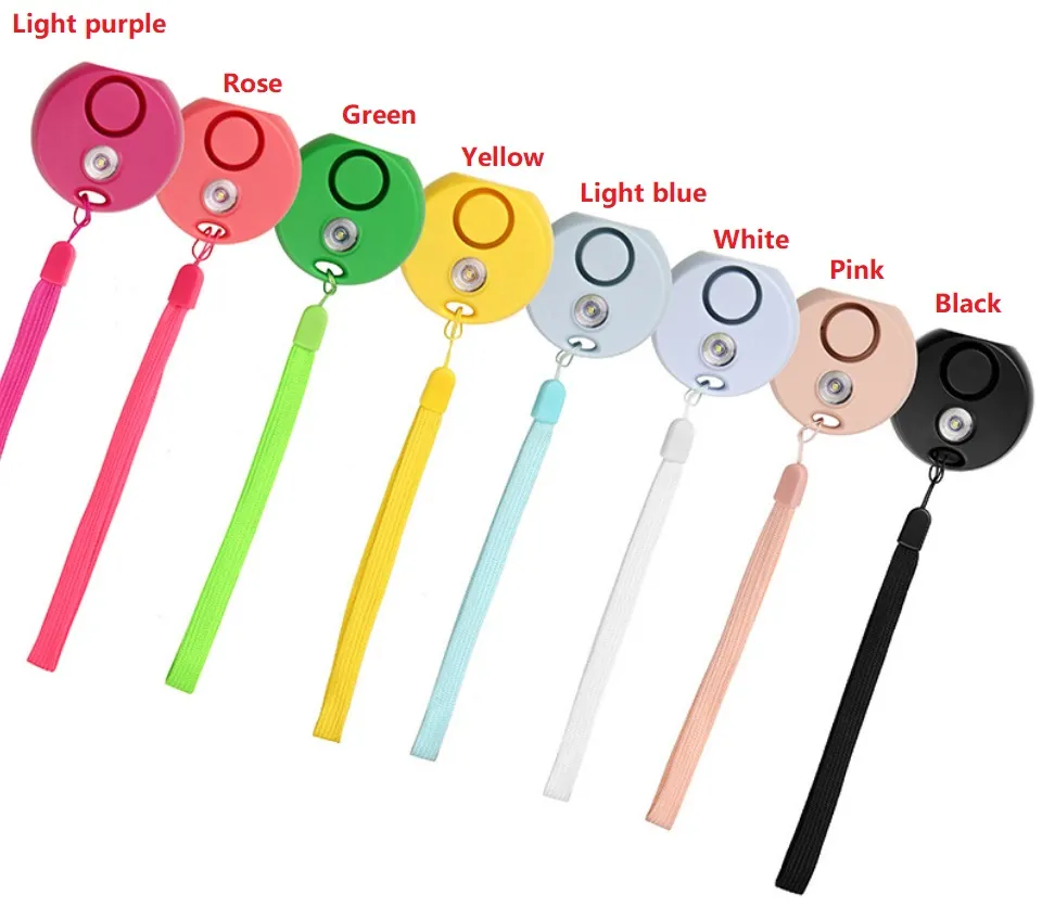 130dB Shape circular de defesa autoconseft Keychain Girl Women Protect Alert Sistema de alarmes de segurança pessoal com luzes LED