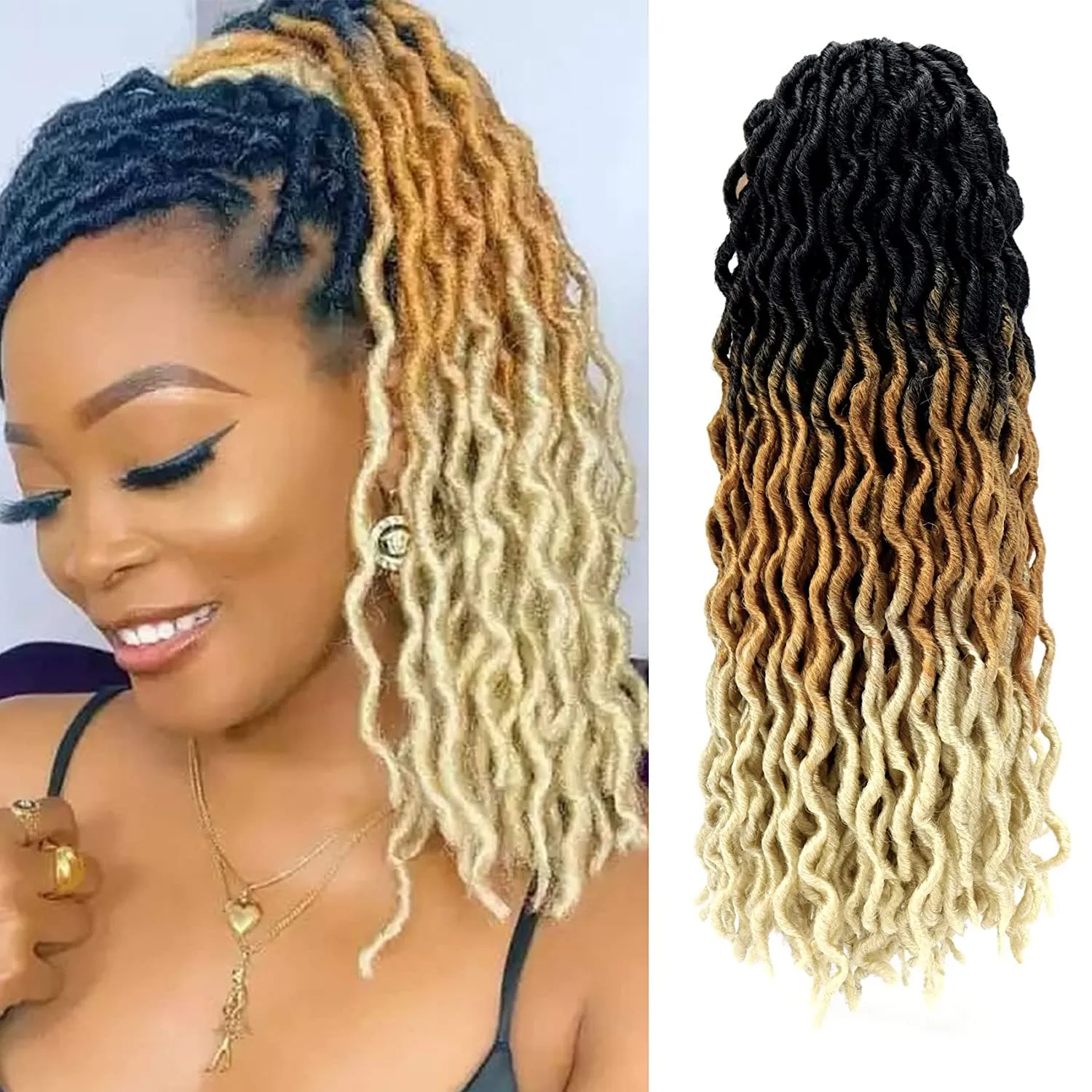 Gypsy Locs Crochet Boho Loc Extensions 18 Inches, 24 Stands/Pack Braids,  Faux Locs Crocheting Braiding Hair LS18 From Lanshair, $4.03