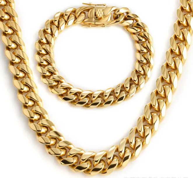 14mm Cuba 22cm chain 14k necklace hip hop dragon head buckle Gold Plated Necklace 56cm