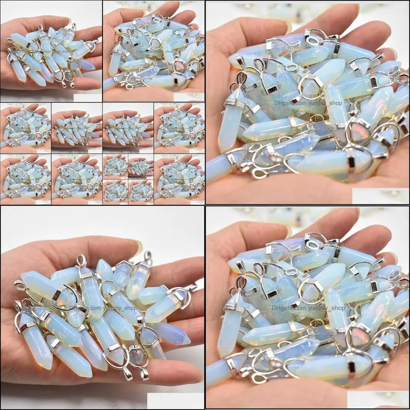 Fashion hotselling opal stone Charms Hexagonal healing Reiki Point charms pendants for jewelry making