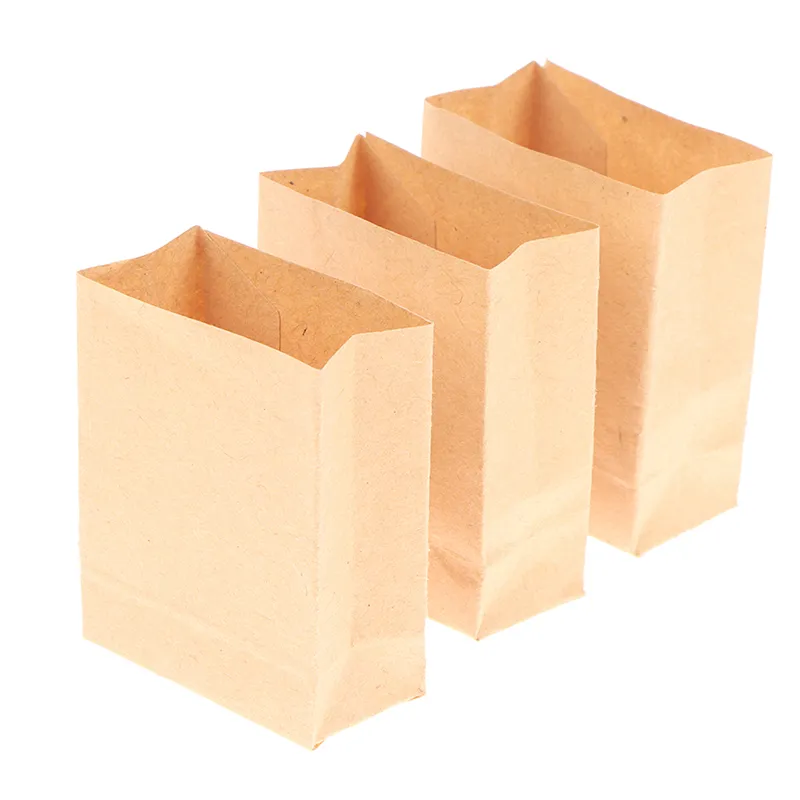 5Pcs/Lot 1/12 Dollhouse Miniature Bread Food Packaging Paper Bag Kraft Paper Bag Shopping Bag Model Ornament Dolls DIY Decor Toy