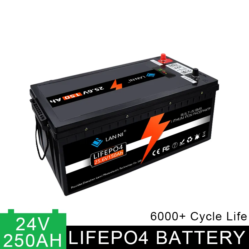 LifePo4 Battery inbyggd BMS Display 24V 150AH Anpassad acceptabel storlek för, golfvagn, gaffeltruck, utomhuscamping, campervan