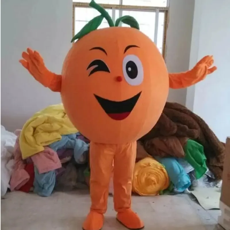 Niedliches orangefarbenes Maskottchen-Kostüm für Halloween, hochwertiges Cartoon-Frucht-Plüsch-Anime-Thema, Charakter, Weihnachten, Karneval, Erwachsene, Geburtstagsfeier, ausgefallenes Outfit