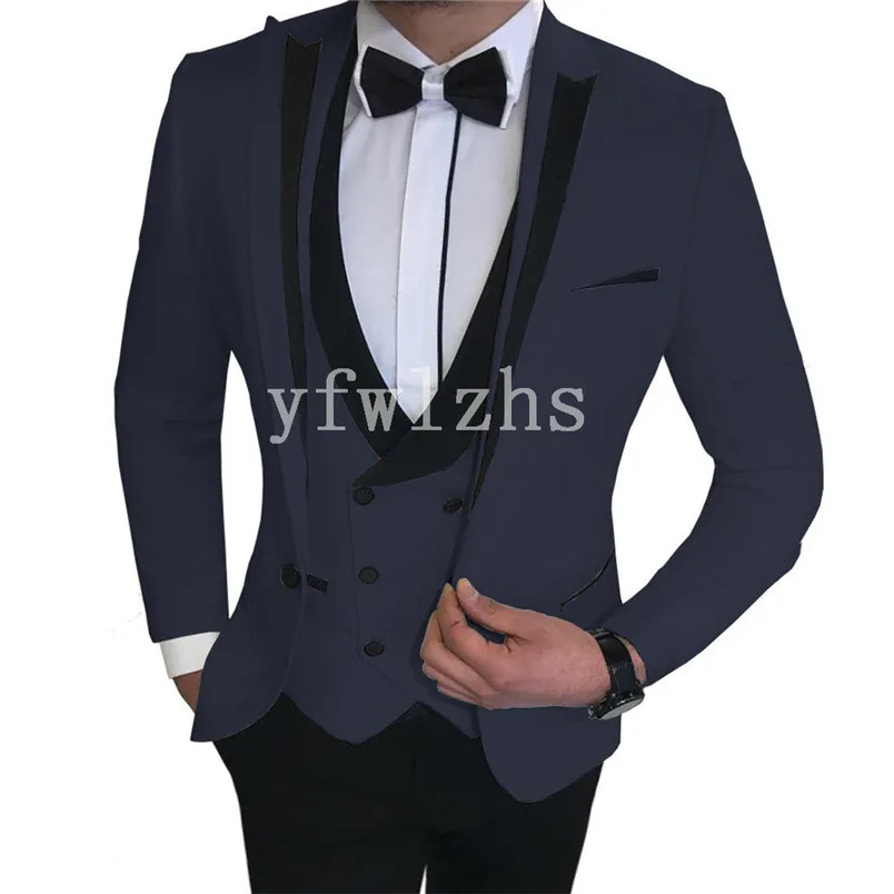 Stilig en knapp mans kostymer topp lapel brudgummen tuxedos brudgummen bröllop/prom/middag man blazer jacka byxor väst slips n0106