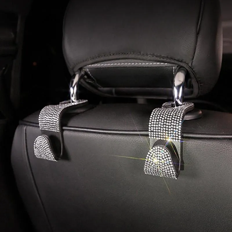 Jeweled Car Seat Hook Fasteners and Clips Universal Crystal Headrest Hide Hanger Cars Rear Seats Hook Upholstery Accessories Inventory Wholesale