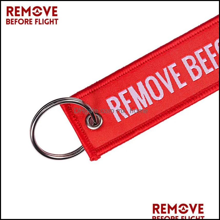 Remove Before Flight Luggage Tag Keychain Air Pendant Tube Label Nice Canvas Specile Souvenir Keychains Ring Metal Circle Luggage