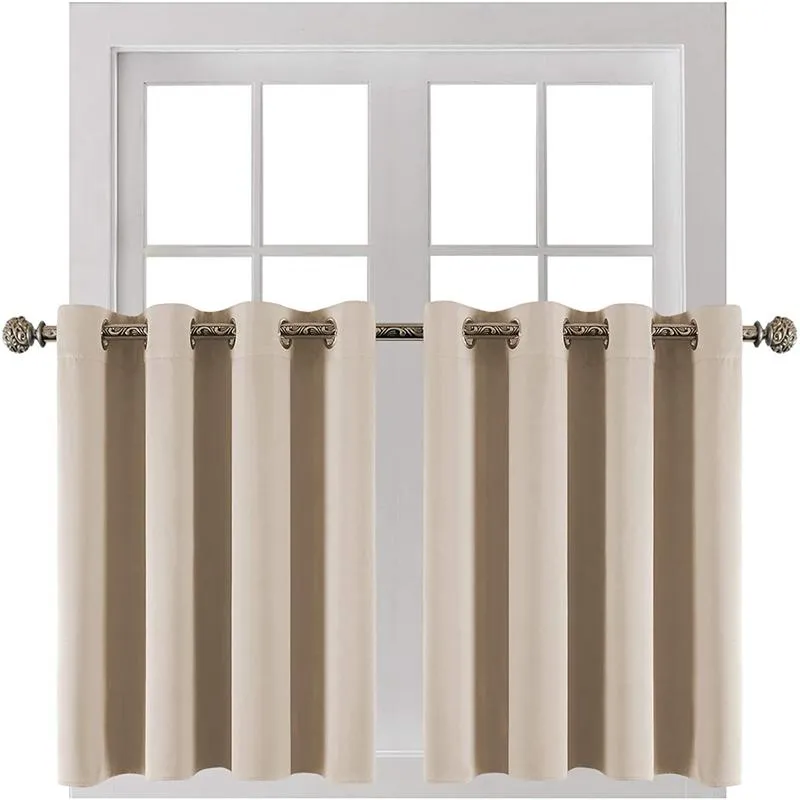 Curtain & Drapes Blackout Short Curtains For Living Room Bedroom Beige Color Window Treatments Small Kitchen Home Decoration DrapesCurtain