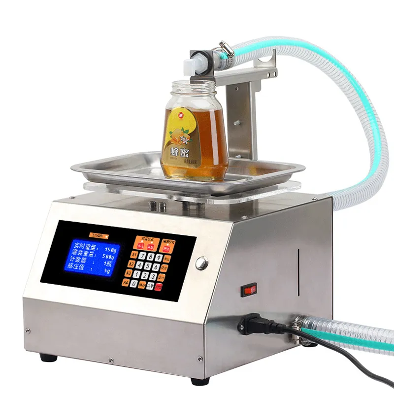 BEIJAMEI Machine de remplissage de distribution de miel liquide visqueux entièrement automatique Type de pesage Sauce de sésame commerciale Remplisseur de colle d'huile comestible