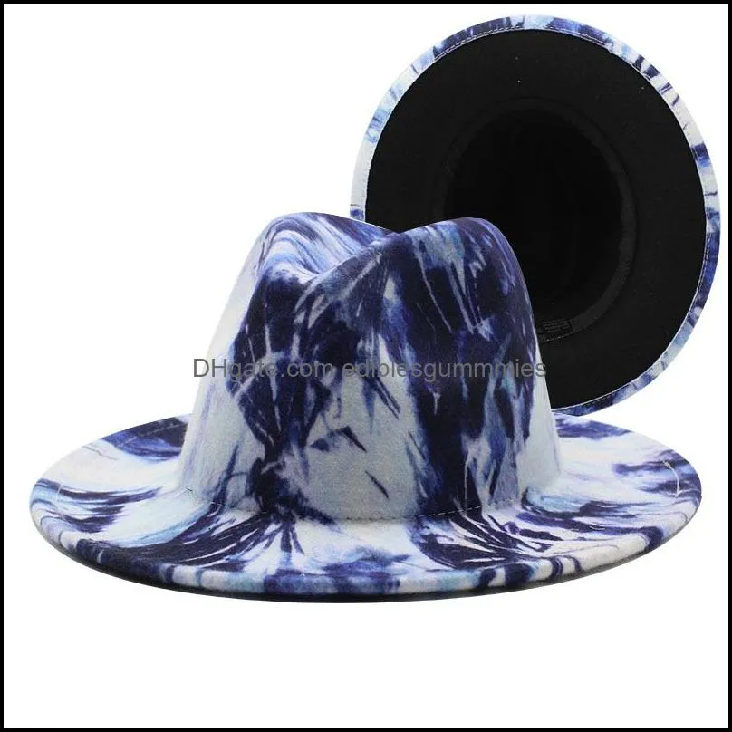 Colorful Wide Brim Church Derby Top party Hat Panama Felt Fedoras for Men Women artificial wool British Style Jazz Cap
