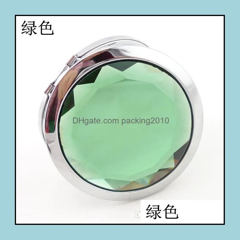 7cm Folding Compact Mirror With Crystal Metal Pocket Mirror For Wedding Gift Portable Home Office Use Makeup Mirror