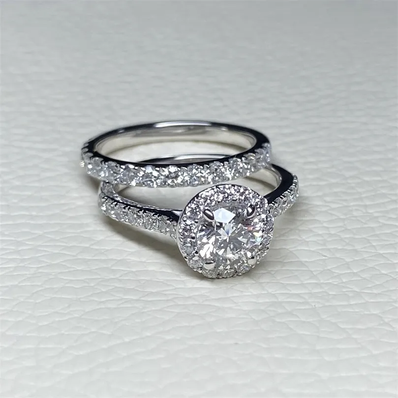 Anello di fidanzamento da donna in oro bianco 18 carati con diamanti da 2 mm Meisidian D VVS 220816