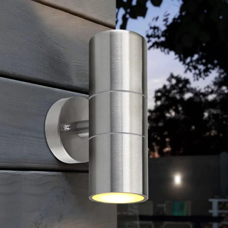 Wall Lamp Silver Double LED Waterproof Up And Down Mounted Light Indoor Outdoor Lighting PathwayWall