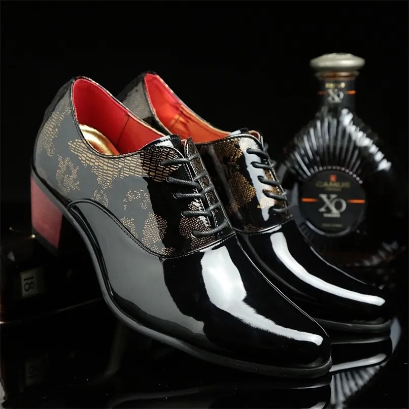رجال اللباس أحذية أزياء براءة اختراع جلدية الرجال الرسمية أحذية فاخرة العلامة التجارية مكتب الأعمال المتسرب أحذية الرجال عالية الكعب أحذية 220816