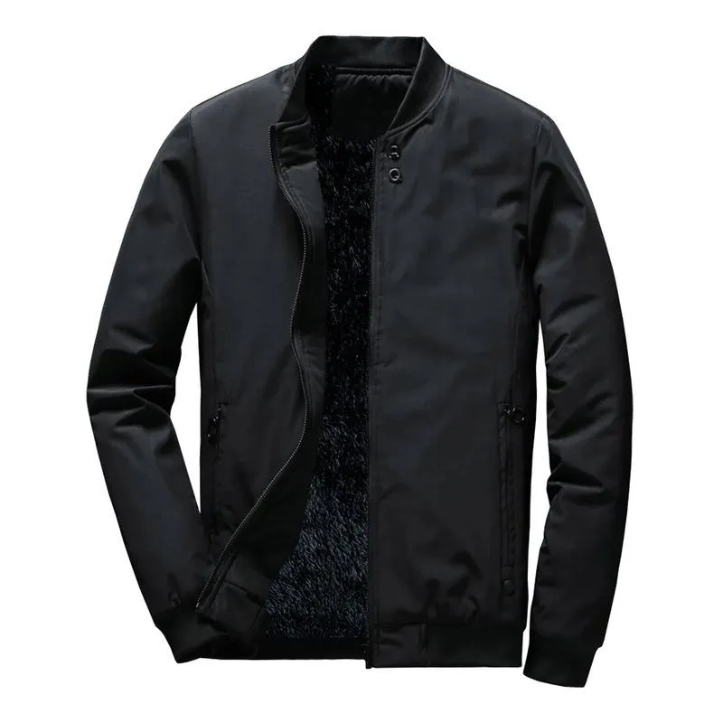 Men's Jackets Men Solid Teddy Lined Bomber JacketMen's