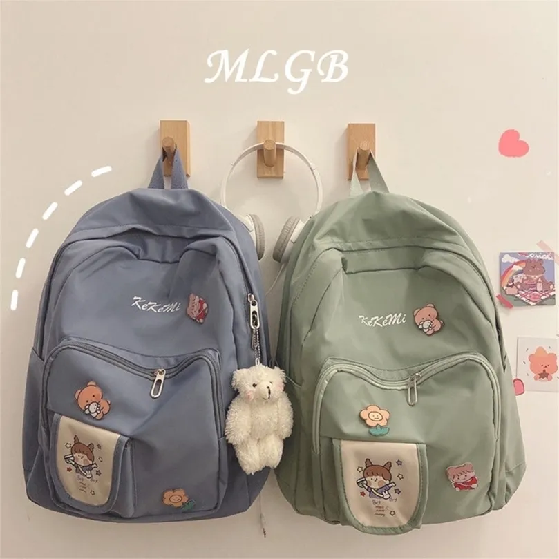 Teen School Bag for Girls Backpack Black Pink Nylon Cute Cartoon College School BackPack Women Teenage Student Schoolbag LJ201225