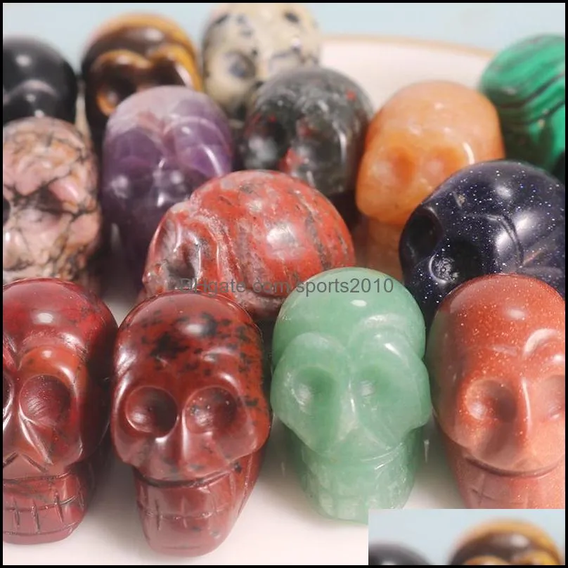 25mm custom carved skull stone halloween decoration 1 inch skulls statue natural quartz crystal gem stones crafts sports2010