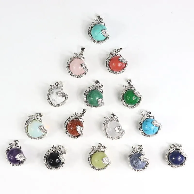 Pendant Necklaces 2022 Natural Gem Stone Dragon Pendants Quartz Green Aventurine Blue Sand Crystal Opal Jewelry Gift