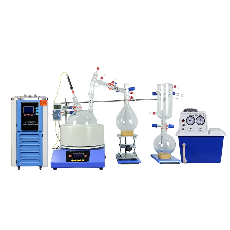 ZZKD Lab Supplies 2L Short Path Distillation Compleet Turnkey Solution -pakket met desktopcirculerend water vacuümpomp DLSB 5L Chiller