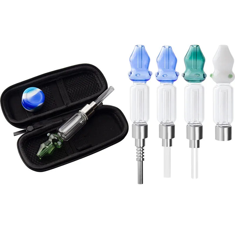 Headshop214 NC024 Glass Pipe 510 Quartz Ceramic Titanium Tips Dabber Tool Dab Rigs Bongs Smoking Pipes Portable Bag Set