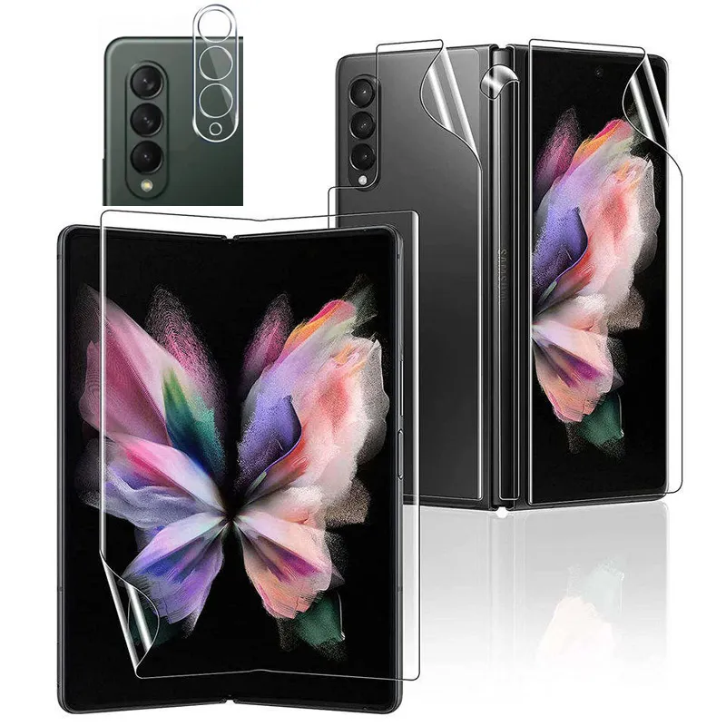 5 I 1 Obrytbar TPU -hydrogel flexibel film Front Back Screen Protectors Camera -lins Tempererat glas för Samsung Galaxy Z Fold 2 3 4 Fold3 5G Fold2 Fold4