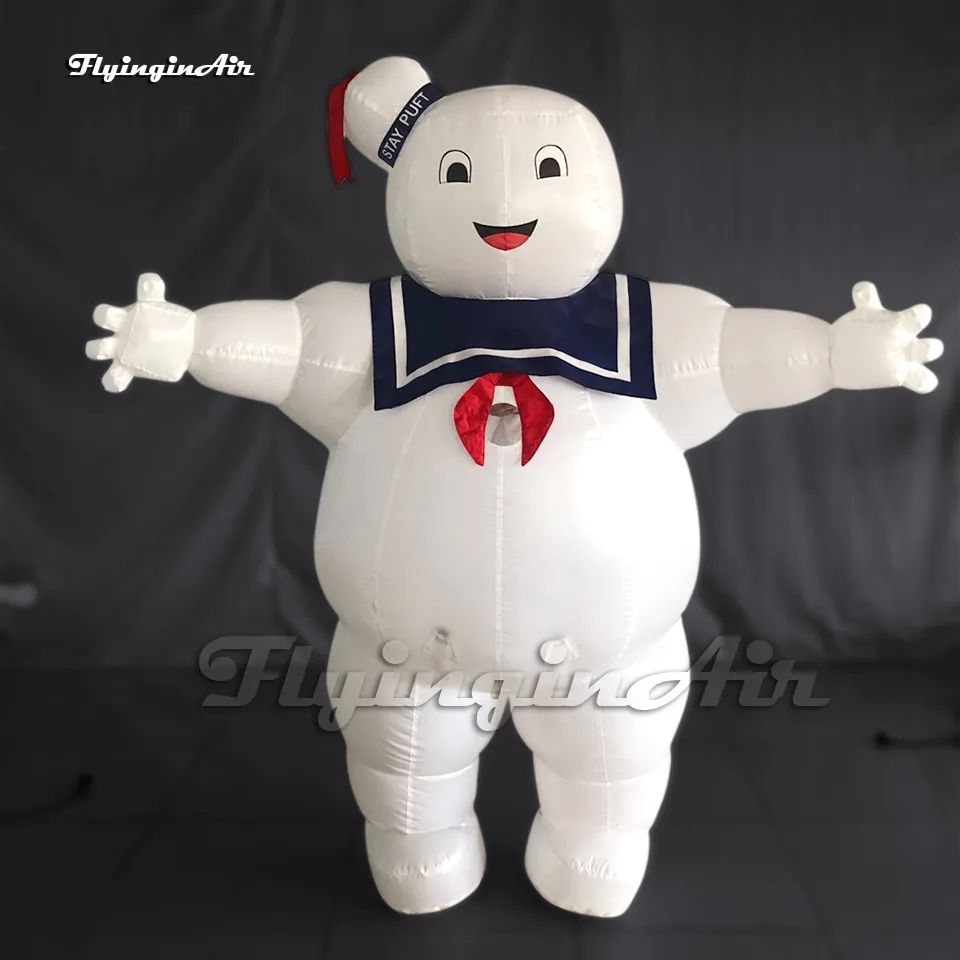 Walking Gonfiabile Marshmallow Fantasma Costume di Halloween Bianco Divertente Indossabile Blow Up Ghostbusters Marshmallow Suit per Party Night