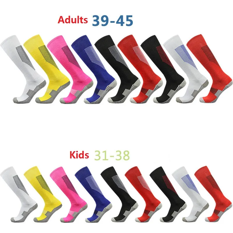 Autumn Winter Spring Breattable Non-Slip Football Socks Adult Kids Sock Outdoor Cotton Candy Color Socks