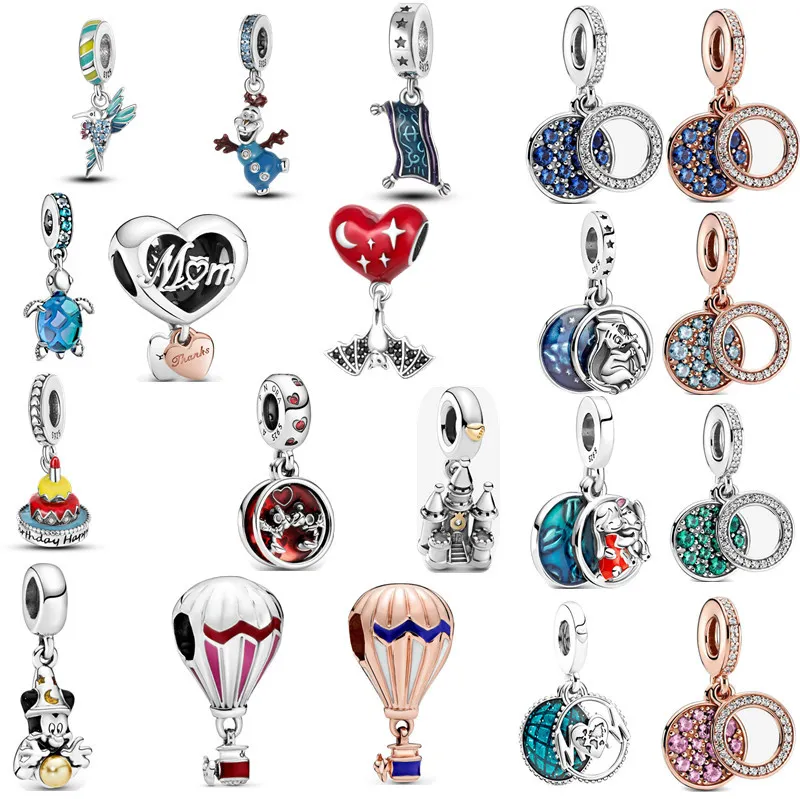 Charms in argento sterling s925 di lusso perline allentate fai da te blu tartaruga in rilievo da donna originale fit braccialetto Pandora ciondolo classico regalo di gioielli per mamma mamma