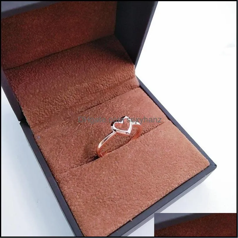 minimalist heart-shaped love ring for women good friend gift rose gold lovers simple finger knuckles ring size 5-11