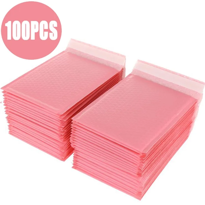 100pcs pbble elemers pacded lopes pearl film gift present mail lope bag for book magazine cloy mailer self seal pink 220705