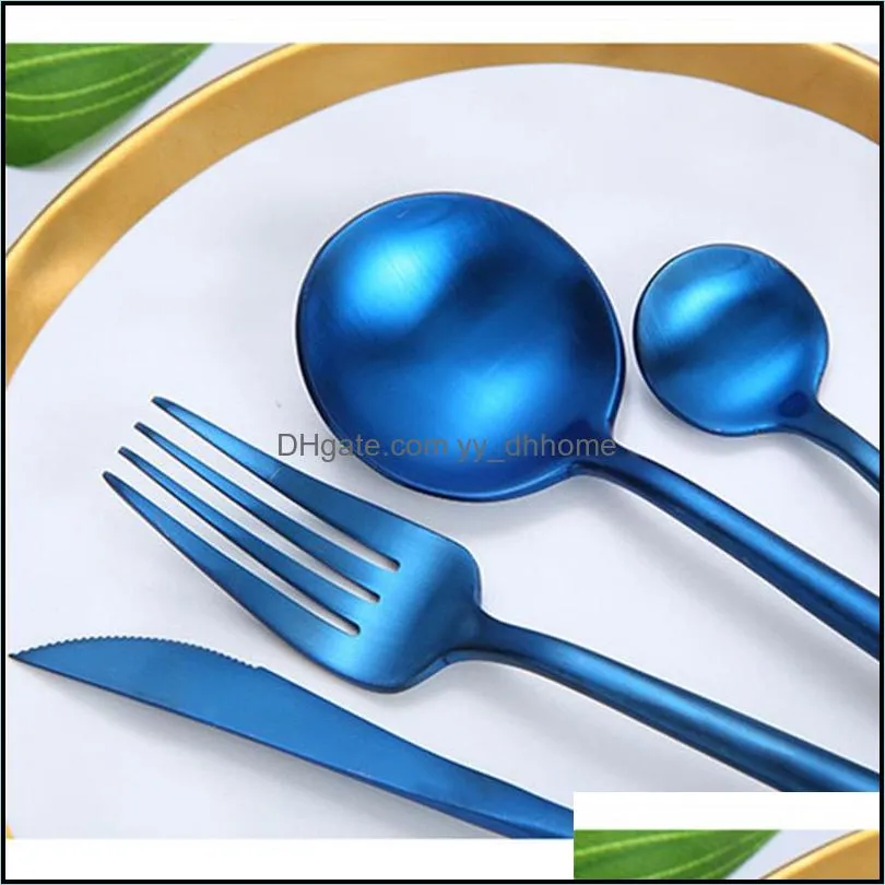 blue cutlery spoon knife fork silverware flatware stainless steel tableware dinnerware