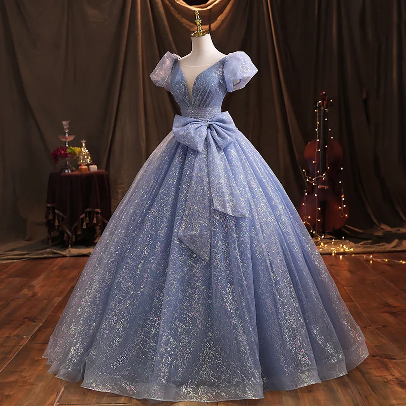 Princess Evening Dress, Lace Up Bow Short Sleeve Ball... From Dressvip,  $213.57 | DHgate.Com