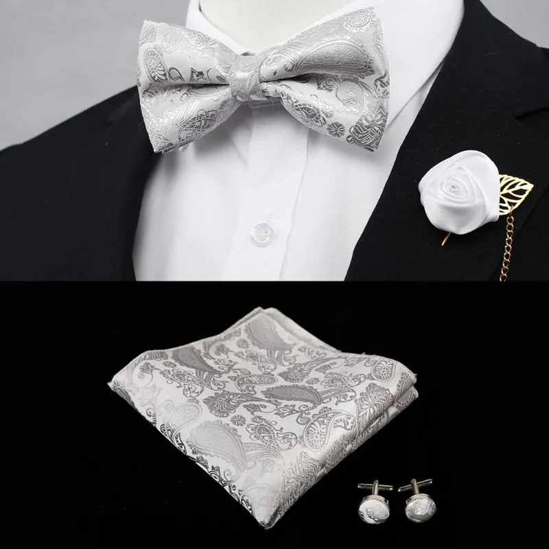 Bow Ties Party Classic Red Men's Bowtie مجموعات مع مناديل العنق الرجل الأنيق tuxedo الحرير الحرير ل sirtbow