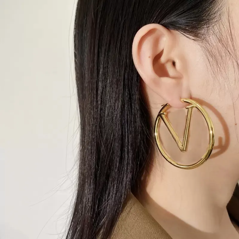 Boucles d'oreilles créoles pour femmes, grand cercle doré, simples, de styliste, 303Q