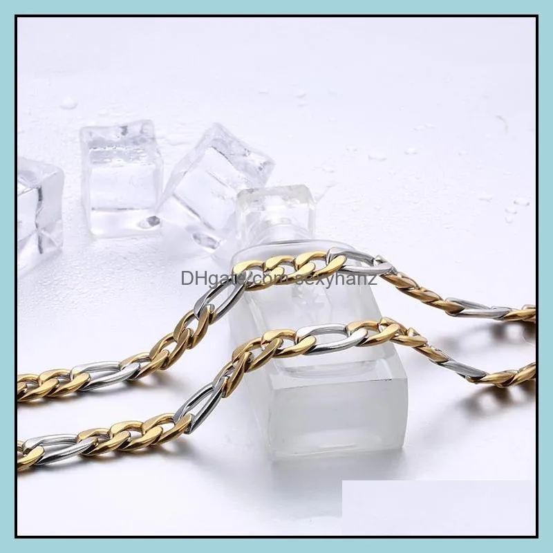 6mm gold and silver keel chains necklaces for men titanium steel chain necklace 18