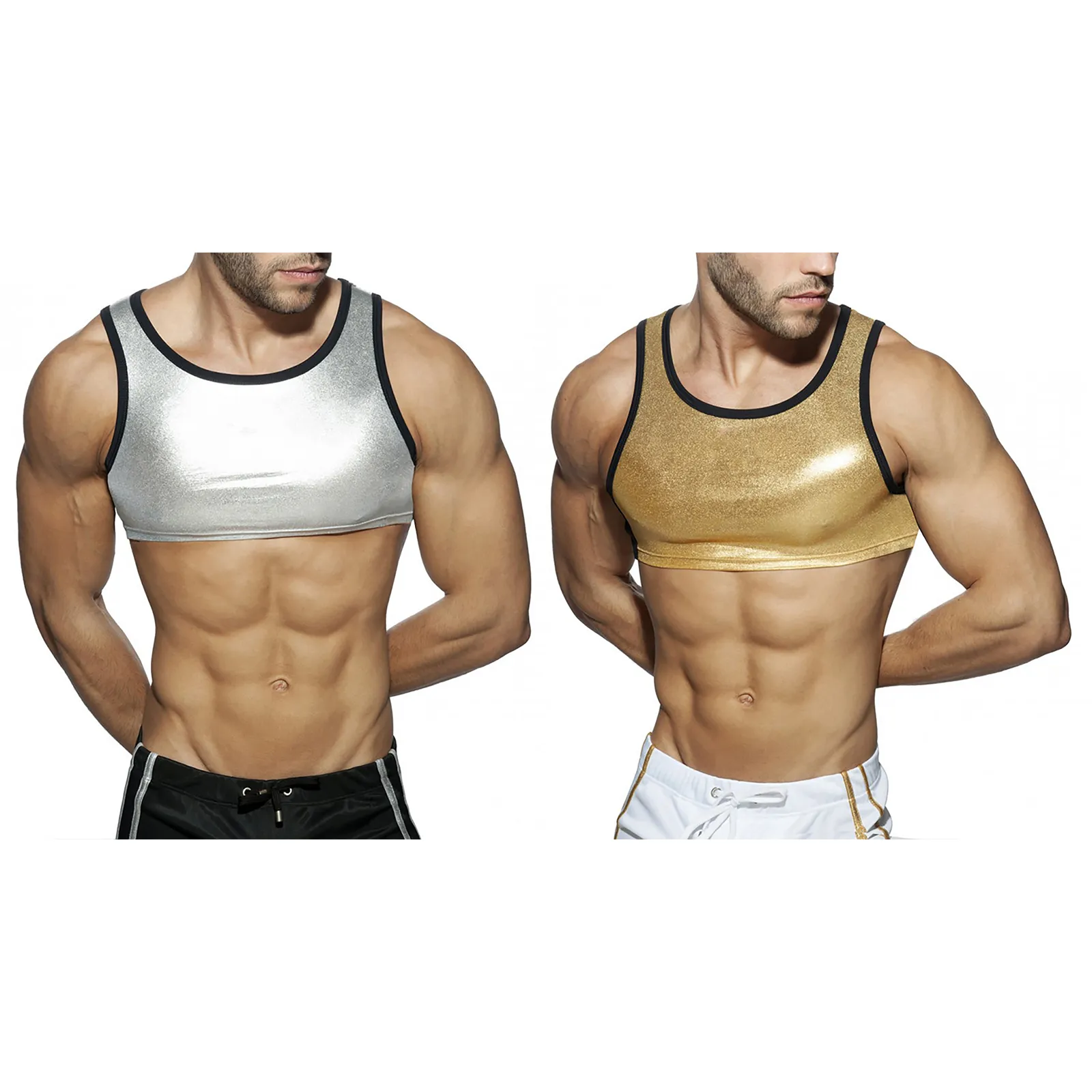 Ahorra a lo Grande en Compras al por Mayor de Ropa De Rendimiento Del  Escenario De Hombres Chaleco Musculoso Metálico Sin Mangas Para Hombre,