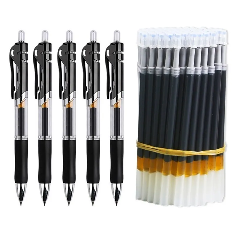 Infällbar gelpennor Set BlackredBlue Ink Ballpoint för att skriva 05mm påfyllningar Kontorstillbehör Skolmaterial Stationer. 220714