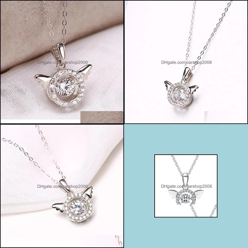 angel wings necklaces trend cute 925 heartbeat beating heart necklace carshop2006