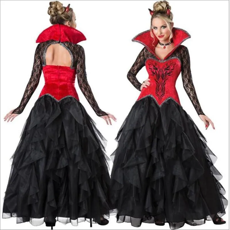 Tema Costume Halloween Sexy Vampire Women Masquerade Party Cosplay Vestido gótico Juego de ropa Witch Witch