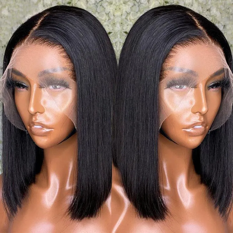 Lace Wigs Curto Bob Peruca Bone Straight 13x4 Frontal Human Hair For Black Women Prepened Natural Brazilian T Part WigLace