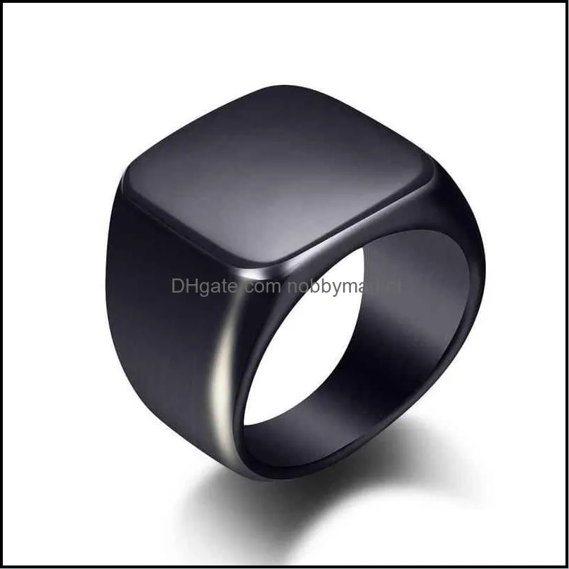 Band Rings Jewelry Simple Black Smooth Titanium Steel Ring Stainless Rose Gold For Men And Women Can Be Printed Drop Delivery 2021 Wq3Rz