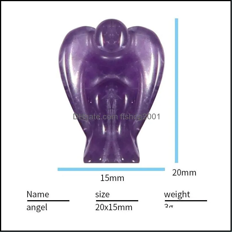 Carved 15*20MM Natural Stone angel Ornaments Crystal Minerals Reiki Healing Pink Quartz Amethyst Sphere DIY Gifts Citrine Home Decor