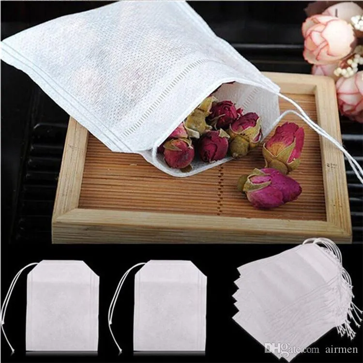 Fashion Hot Empty Teabags Tea Bags String Heal Seal Filter Paper Teabag 5.5 x 7CM for Herb Loose Tea