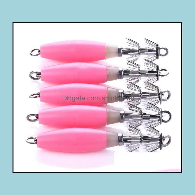 10PCS 10cm/15g 3.93in/0.52oz 7color Squid hooks Octopus hook cuttle hooks florescent light Glow in dark High quality!