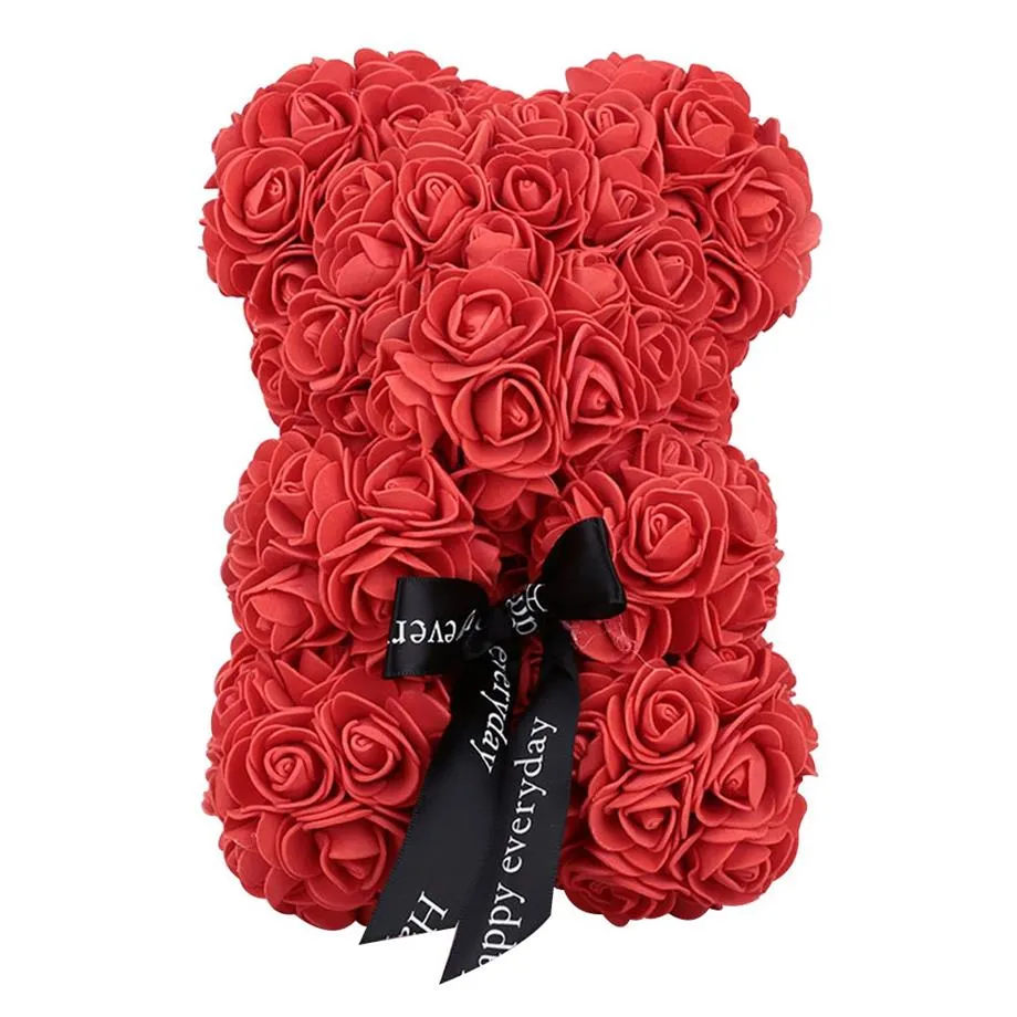 23Cm Creative Foam Bear Of Roses Bear Rose Flower Artificial New Year