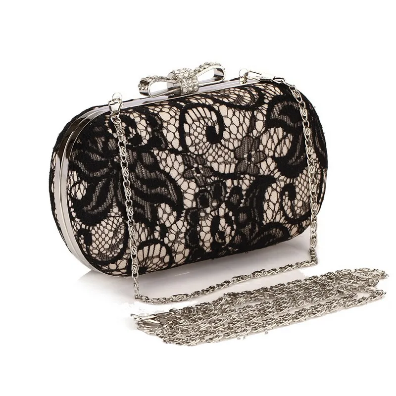 Black Lace Wedding Metal Handbags - millybridal.org